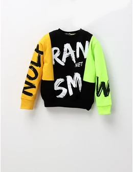 Bluza baietei RAN NET, negru-galben-verde