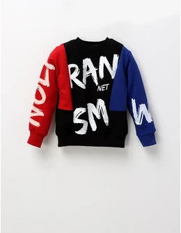 Bluza baietei RAN NET, negru-rosu-albastru