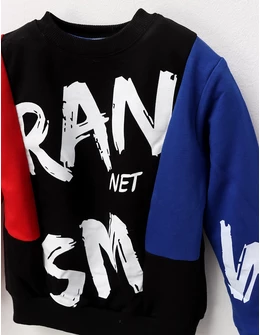 Bluza baietei RAN NET, negru-rosu-albastru