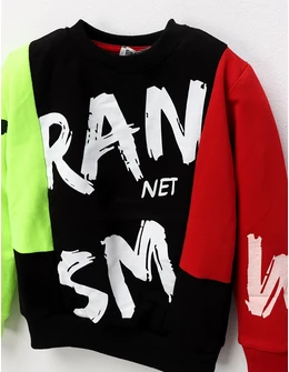 Bluza baietei RAN NET, negru-verde-rosu