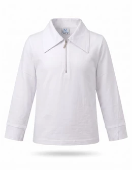Bluza fetite polo premium fermoar, alb