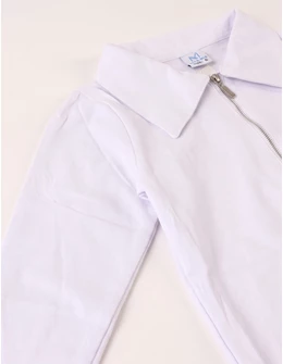 Bluza fetite polo premium fermoar, alb
