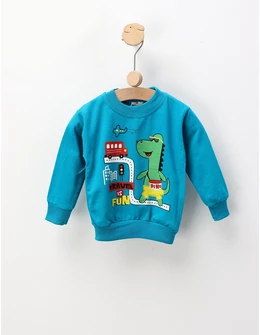 Bluza flausata albastru dino by FDY
