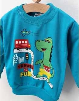 Bluza flausata albastru dino by FDY