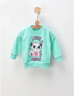 Bluza flausata Love cat verde by FDY