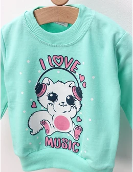 Bluza flausata Love cat verde by FDY