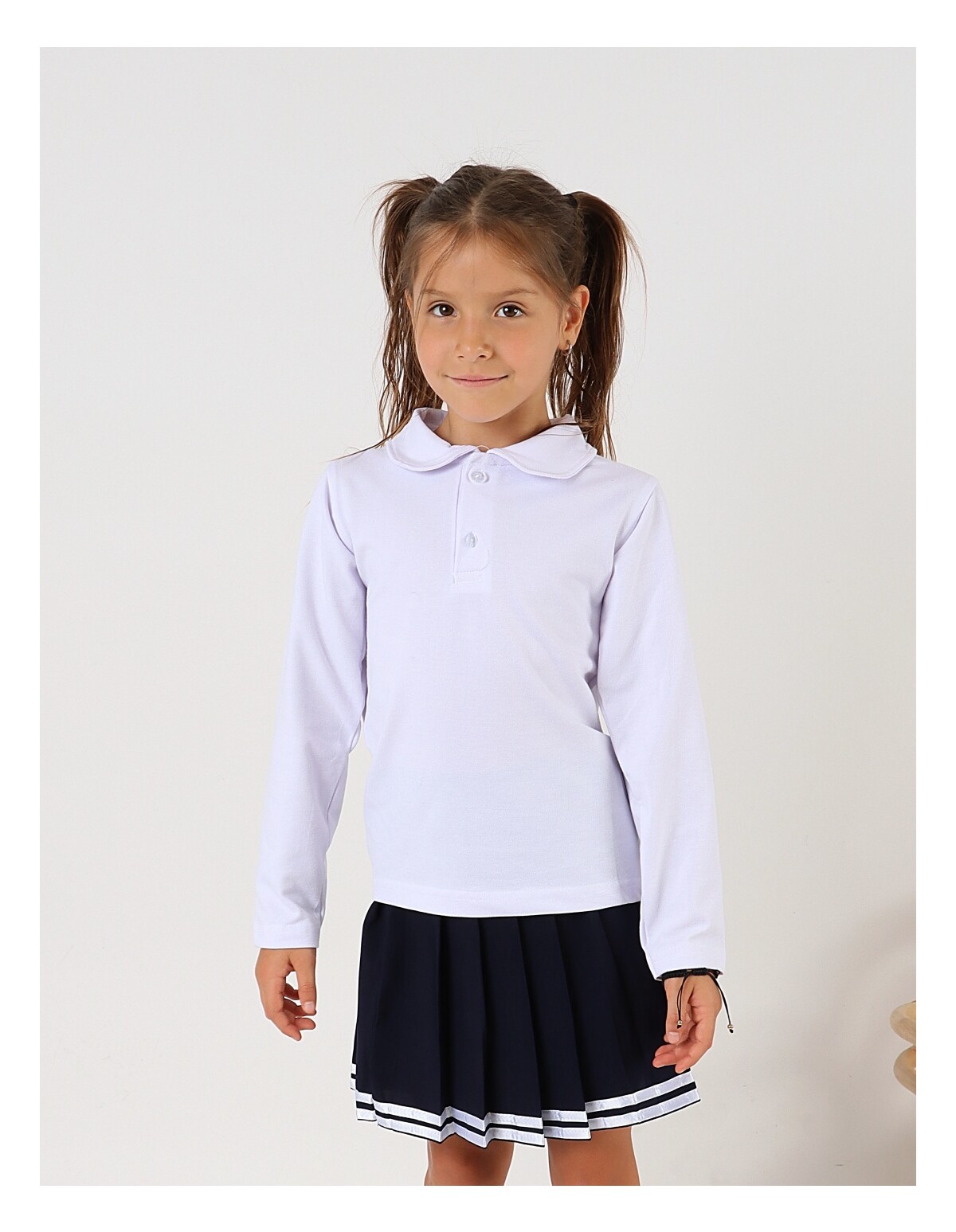 Bluza pentru fetite stil POLO model alb