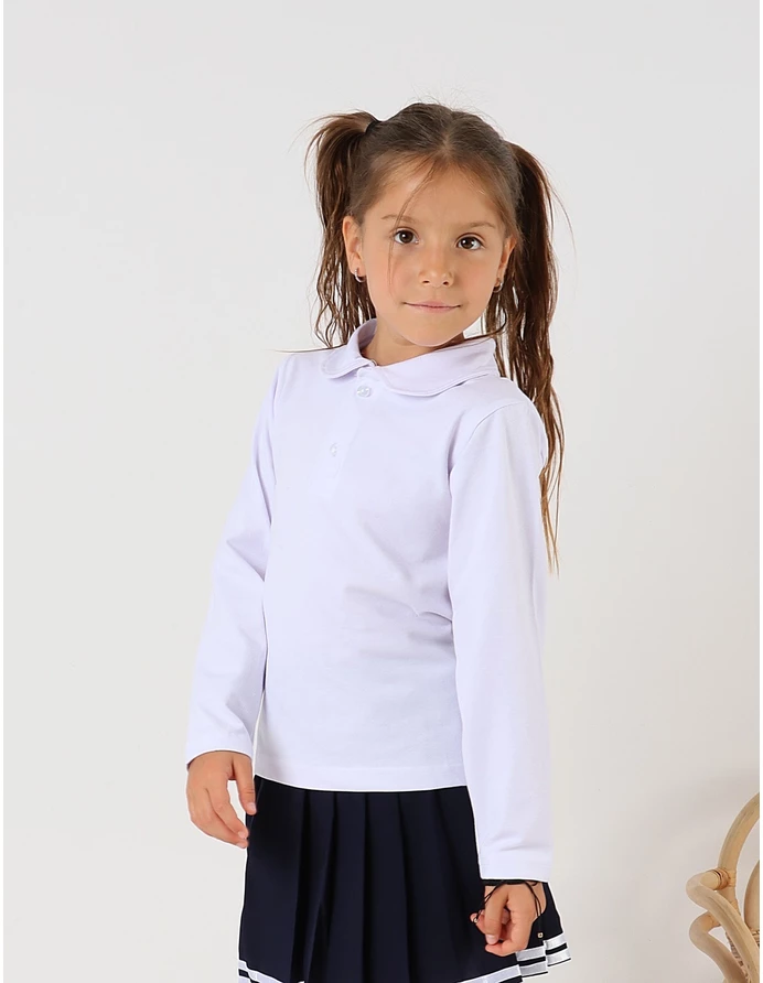 Bluza pentru fetite stil POLO model alb picture - 3