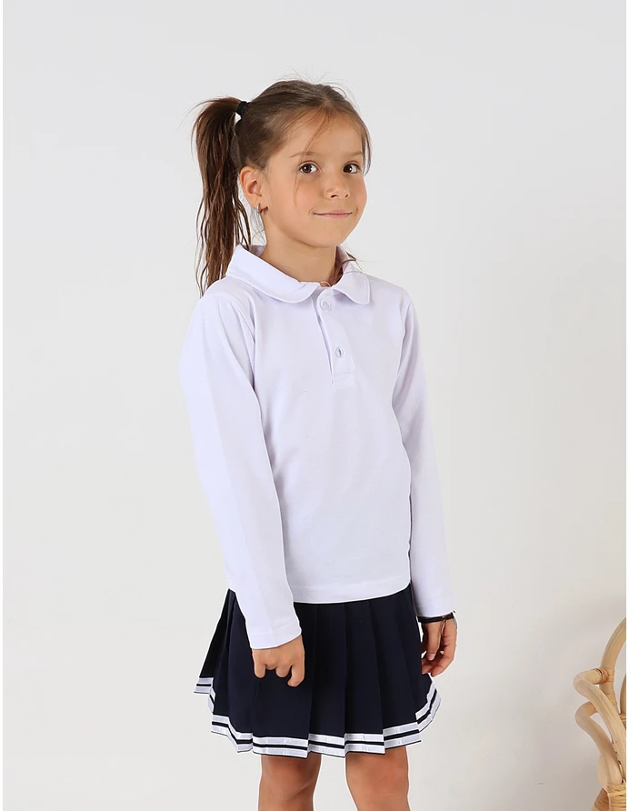 Bluza pentru fetite stil POLO model alb picture - 8
