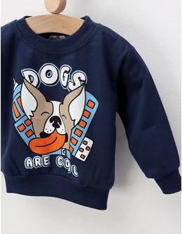 Bluza plusat Dogs Are Cool, albastru