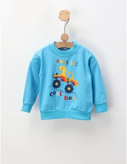 Bluza plusata Awesome, turcoaz