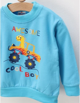 Bluza plusata Awesome, turcoaz