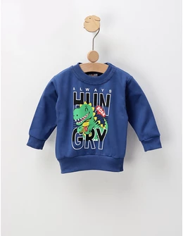 Bluza plusata Dino Roar, albastru