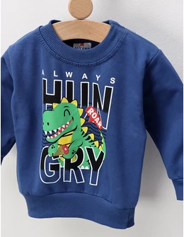 Bluza plusata Dino Roar, albastru