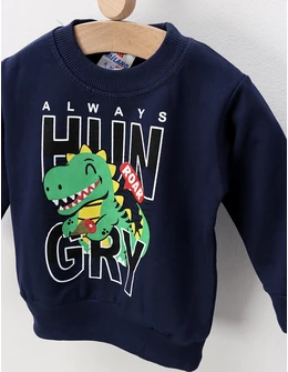 Bluza plusata Dino Roar, bleumarin