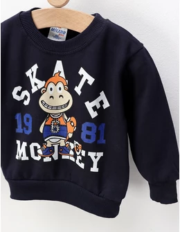Bluza plusata Skate Monkey, bleumarin