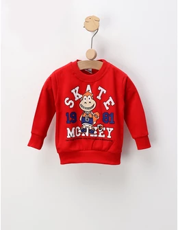 Bluza plusata Skate Monkey, rosu