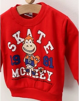 Bluza plusata Skate Monkey, rosu