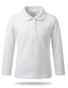Bluza polo scoala fetite, premium, alb