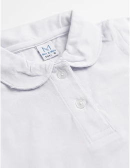 Bluza polo scoala fetite, premium, alb