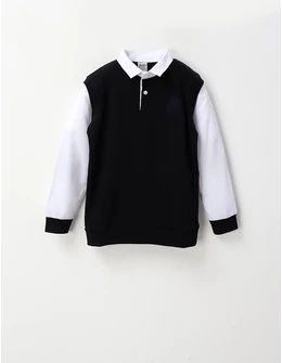 Bluza School For All, bleumarin-alb