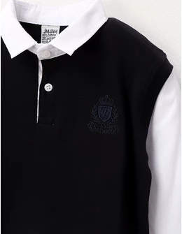 Bluza School For All, bleumarin-alb