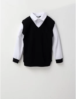 Bluza School For Me, bleumarin-alb