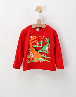 Bluza subtire Funny Dino, rosu