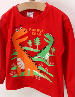 Bluza subtire Funny Dino, rosu