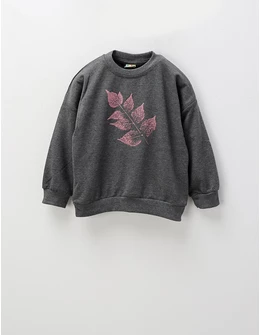Bluza Sweet Leaf, gri inchis