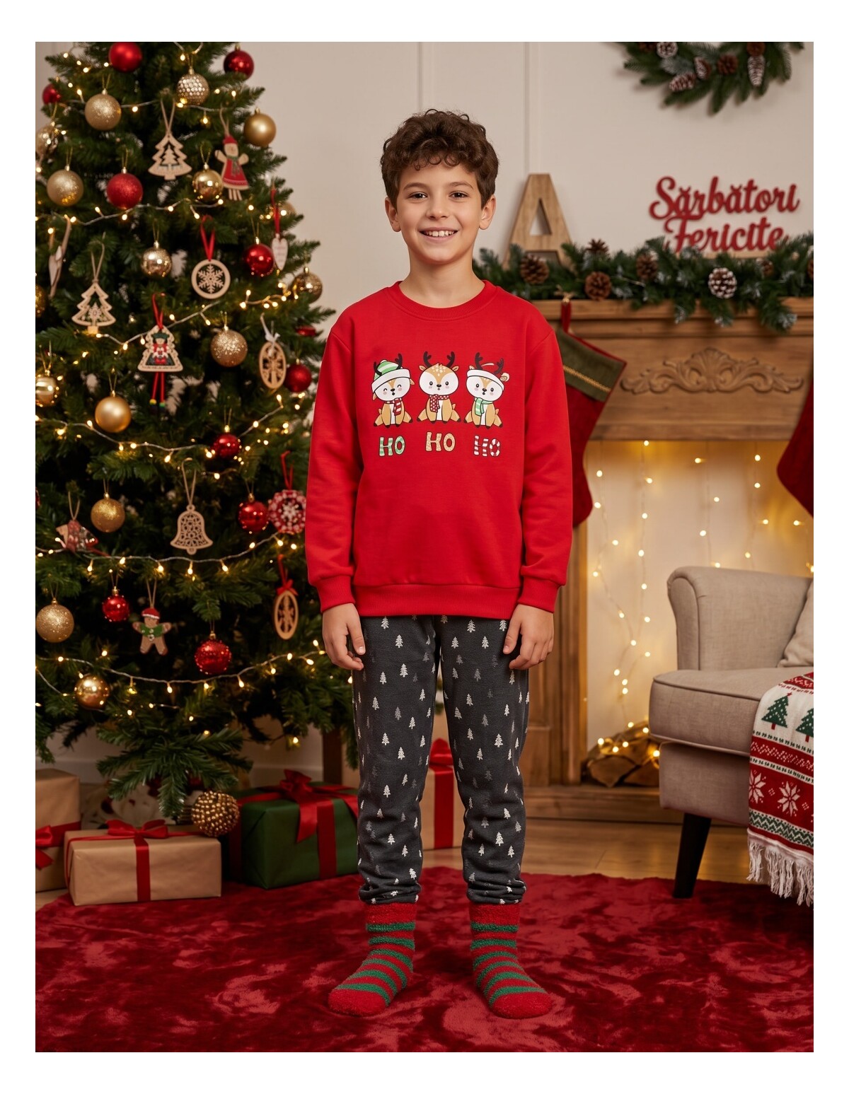 Bluzita Craciun Ho Ho Ho Reni rosu