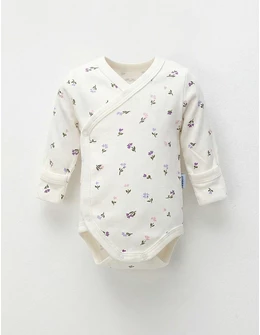 Body ML, Multe Floricele, alb-mov