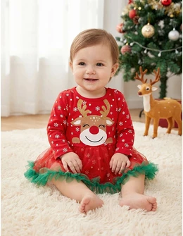 Body stil rochita Craciun Girl Ren rosu