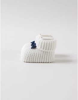 Botosei acrilic, alb cu fundita bleumarin