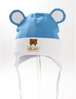 Caciulita copii, bear-urechiuse, albastru-alb