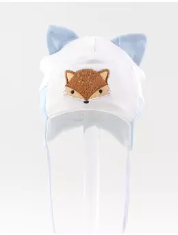 Caciulita foxy, urechi, alb-bleu
