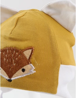 Caciulita foxy, urechi, galben-alb 2