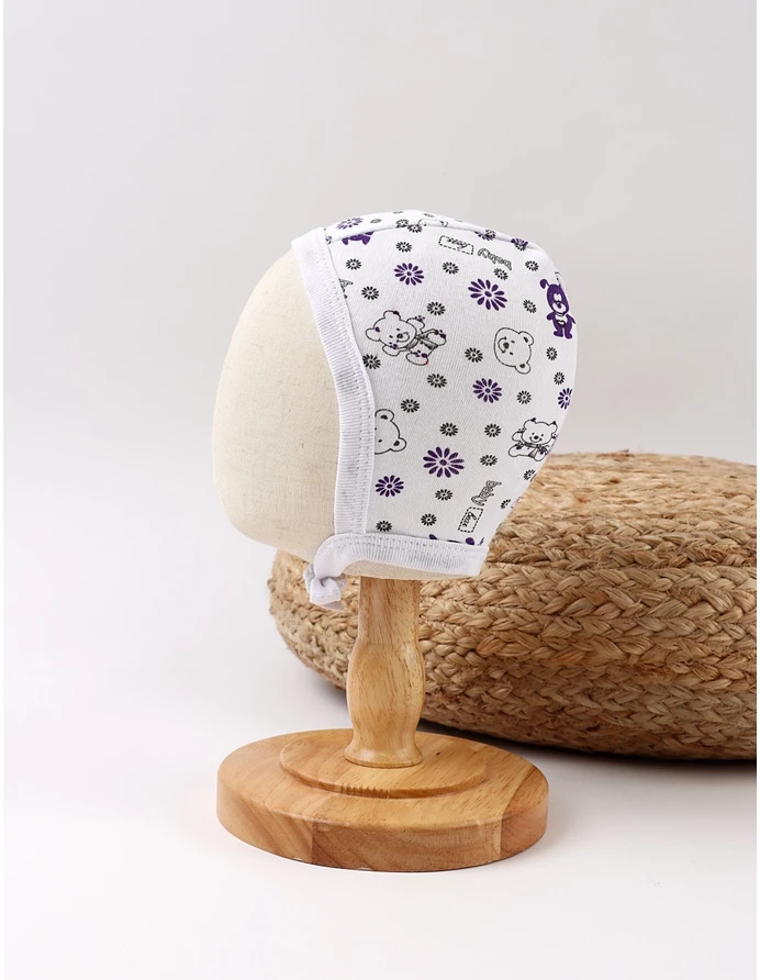 Caciulita stil tichie imprimeuri baby urs alb-mov picture - 2