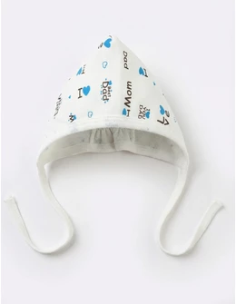 Caciulita stil tichie, Love Mom Dad, cu albastru