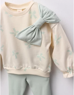 Compleu 2 piese fundta pe umar, verde