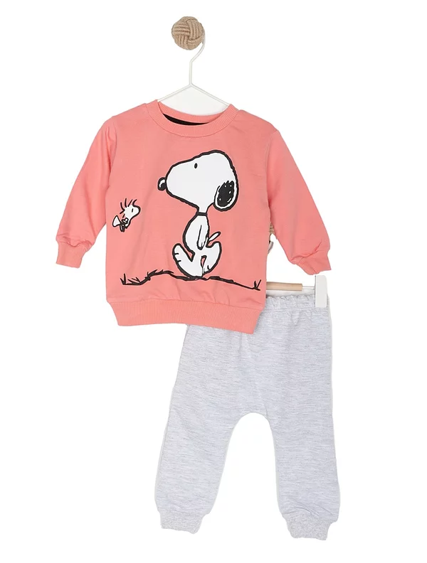 Compleu 2 piese SNOOPY model coral