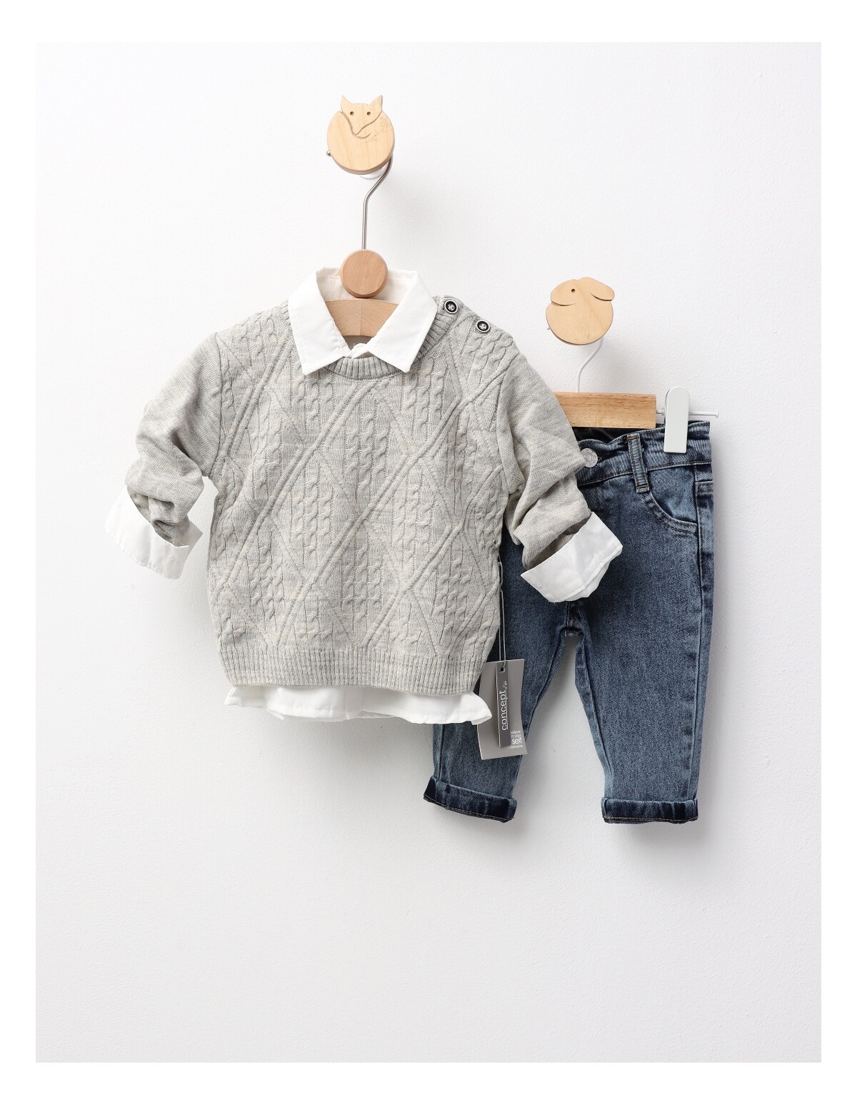 Compleu 3 piese Chic Boy, cu gri