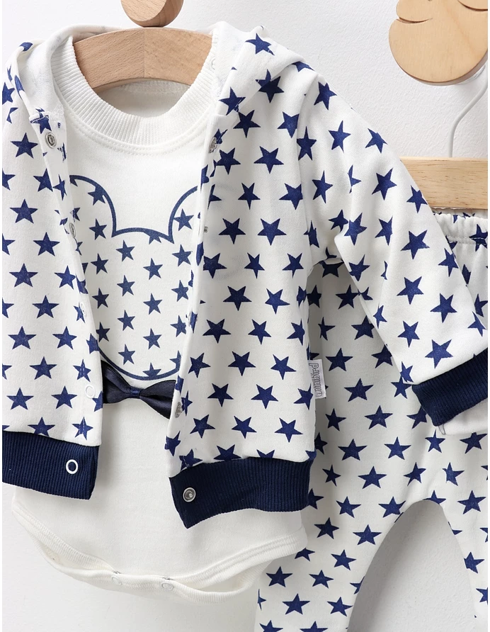 Compleu 3 piese Miky Stars, alb-bleumarin picture - 4
