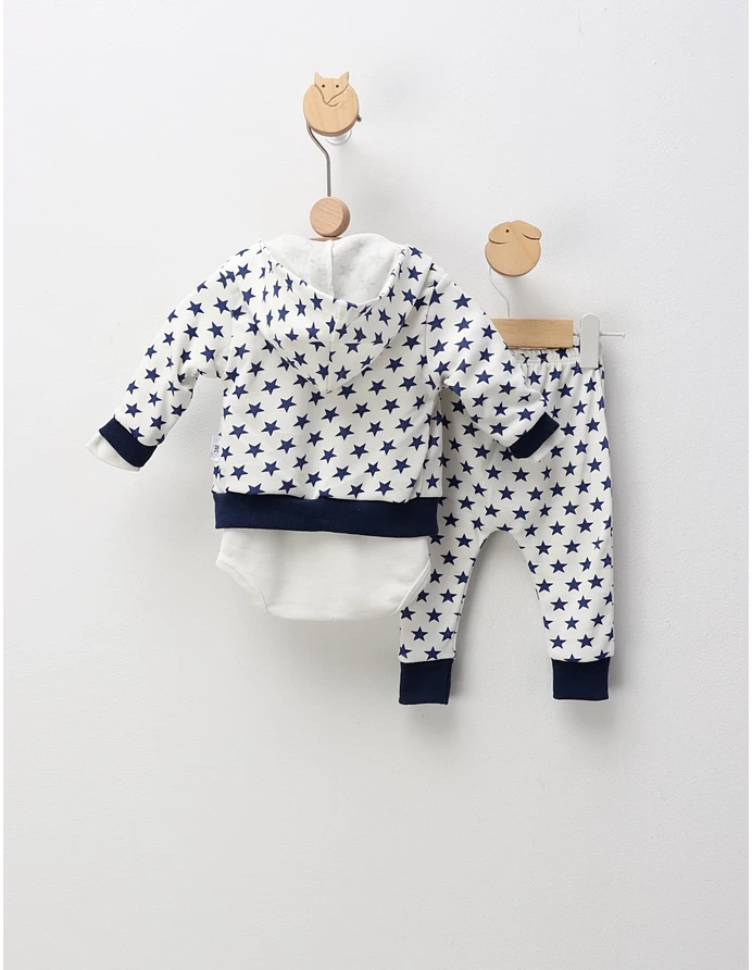 Compleu 3 piese Miky Stars, alb-bleumarin picture - 5