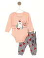 Compleu 3 piese stil body BERRY SWEET coral 1