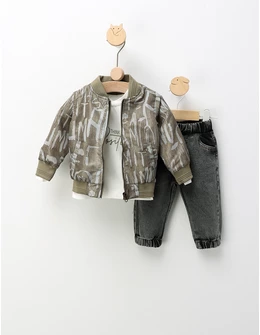 Compleu 3 piese Think positive verde