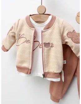 Compleu Bear Star, crem-roz prafuit