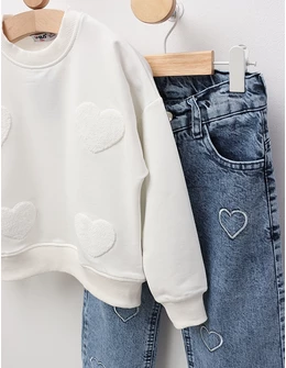 Compleu Bluza+Blug, For Hearts, alb