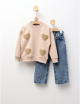 Compleu Bluza+Blug, For Hearts, crem
