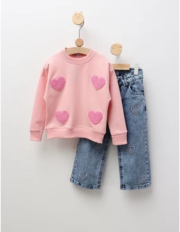 Compleu Bluza+Blug, For Hearts, roz